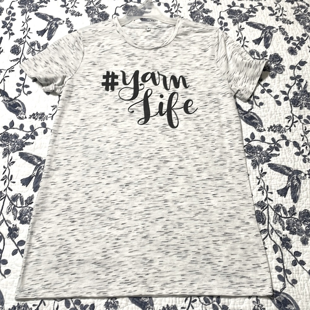 #yarnlife yarn life tee heathered space dyed gray black medium M